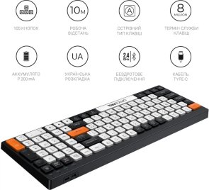 Клавіатура, OfficePro SK985BO WL/BT, Black/White