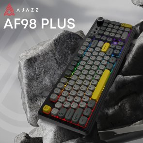 Клавіатура, Ajazz AF98 Plus ENG/UKR USB/WL/BT, Black/Gray/Yellow ( Gaming )