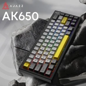 Фото: Клавіатура Ajazz AK650 Moon Yellow Switches ENG/UKR USB Gray/White/Yellow (AK650-MY-GWY) № 6 | KTC