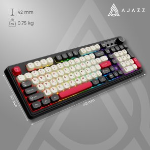 Клавіатура, Ajazz AF98 Plus ENG/UKR USB/WL/BT, Black/White/Red ( Gaming )