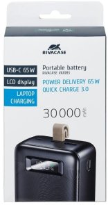 Батарея універсальна RivaCase RivaPower VA1083 30000mAh, 1xUSB, 2xType-C, 65W, Black