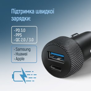 Автомобільний зарядний пристрій ColorWay 35W PD QC3.0 Black (CW-CHA064PD-BK)