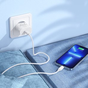 Зарядний пристрій Hoco C109A Fighter QC PD 20W White with Type-C/Lightning (6942007656665)