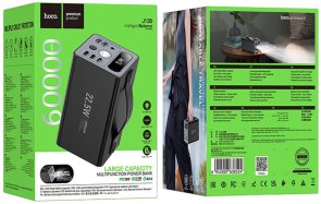 Батарея універсальна Hoco J138 Distant 60000mAh 22.5W Black with flashlight (6942007638524)