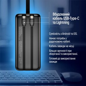 Батарея універсальна ColorWay Power Bank 50000mAh Digital Display 22.5W Black (CW-PB500LPC5BK-PDD)