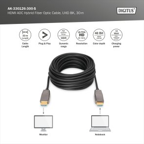 Кабель HDMI to HDMI, 30м, Digitus AK-330126-300-S, Black