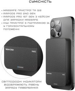 Батарея універсальна Native Union Re Classic Magnetic Qi2 10000mAh 20W Black (PB-10KMS-BLK)