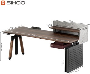 Стіл комп’ютерний SIHOO D07A Walnut/Black (D07A-101/D07J-101-AB/DO7-P)
