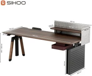 Фото: Стіл комп’ютерний SIHOO D07A Walnut/Black (D07A-101/D07J-101-AB/DO7-P) № 17 | KTC