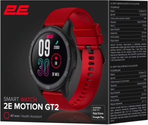 Смарт годинник 2E Motion GT2 47mm Black/Red plus strap Green (2E-CWW21BKRD-WS)