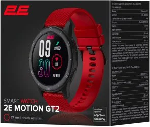 Фото: Смарт годинник 2E Motion GT2 47mm Black/Red plus strap Green (2E-CWW21BKRD-WS) № 9 | KTC