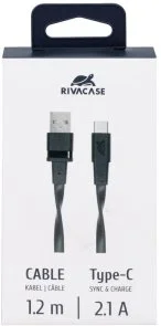 Фото: Кабель Riva PS6002 BK12 AM / Type-C 1.2m Black № 12 | KTC