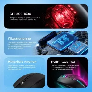 Фото: Миша Proove Comet Wireless Black (WMCM00022001) № 8 | KTC