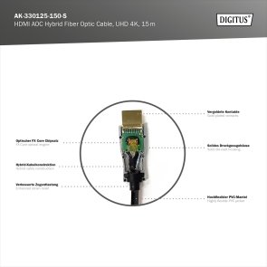 Кабель HDMI to HDMI, 15m, Digitus AK-330125-150-S, Black
