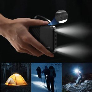 Батарея універсальна Dudao K11 10000mAh, з вбудованими кабелями, Black