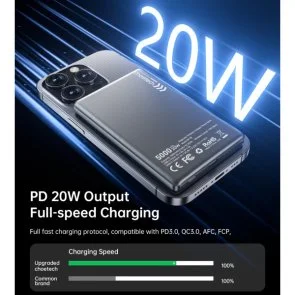 Фото: Батарея універсальна Choetech B738 Magnetic Wireless 5000mAh 20W Qi 15W Black (B738-CCBK) № 5 | KTC