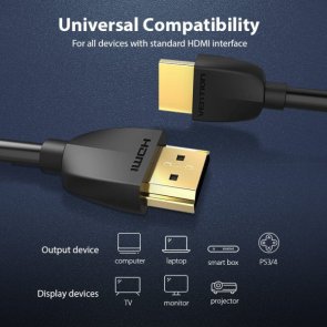 Кабель Vention Portable v2.0 4K 60Hz PVC HDMI / HDMI 0.5m Black (AAIBD)