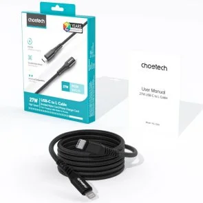Фото: Кабель Choetech XCL-1030-BK PD 27W Type-C / Lightning 1m Black № 5 | KTC