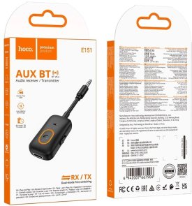 Bluetooth-ресивер HOCO E151 Graceful AUX BT audio receiver/transmitter Black (6942007667906)
