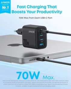 Фото: Зарядний пристрій Anker Charger 70W Black (A121CG11) № 2 | KTC