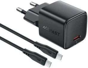 Фото: Зарядний пристрій Acefast A117 PD GAN 20W Black with Type-C/Type-C (6974316286509) № 2 | KTC