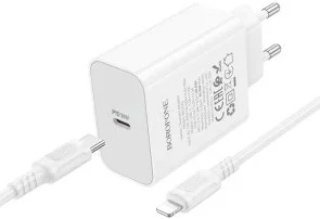 Фото: Зарядний пристрій BOROFONE BA107A Stellar 30W White with Type-C/Lighthing (6941991125355) № 3 | KTC