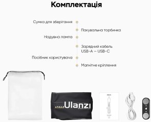 Лампа відеосвітло Ulanzi Vijim UA12 Portable Air Tube Light (L092)