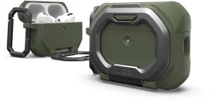 Фото: Чохол UAG for Airpods Pro 3nd Gen 2025 - Monarch with Built-in Phone Stand Olive Drab/Silver (104131117233) № 4 | KTC