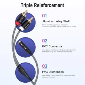 Фото: Кабель Vention Jack 3.5mm F / 2xRCA M 1m Black (VAB-R01-B100) № 6 | KTC