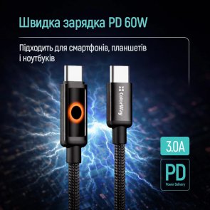 Кабель ColorWay CBPDCC103 60W Type-C / Type-C 1m Black (CW-CBPDCC103-BK)