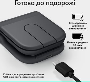 Миша Logitech Mobi Fold Graphite (910-007604)