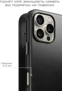 Фото: Чохол Nomad for Apple iPhone 16 Pro Max - Modern Leather Folio Horween Black (NM01672685) № 10 | KTC
