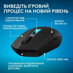 Миша Logitech G305 X SUPERLIGHT Wireless/BT Black (910-007739)