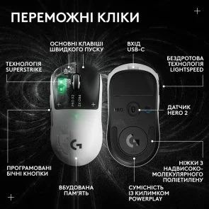 Фото: Миша Logitech G PRO X2 Superstrike Lightspeed Wireless White (910-007776) № 4 | KTC