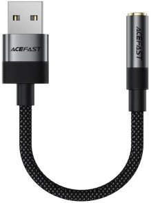 Перехідник Acefast J13 USB-A M / Jack 3.5mm F 0.15m Black (6974316285298)