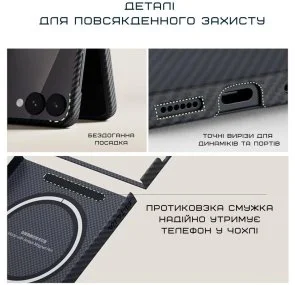 Фото: Чохол Pitaka for Samsung Galaxy Flip7 - Ultra-Slim Twill Black/Grey (FBFLIP7) № 3 | KTC