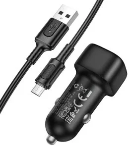 Фото: Автомобільний зарядний пристрій BOROFONE BZ34 Cloud 18W Black with AM/MicroB (6941991122279) № 3 | KTC