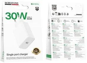 Фото: Зарядний пристрій BOROFONE BA107A Stellar PD 30W White (6941991125348) № 7 | KTC