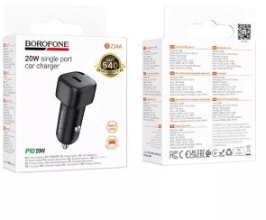 Фото: Автомобільний зарядний пристрій BOROFONE BZ34A Cloud PD 20W Black (6941991122316) № 5 | KTC