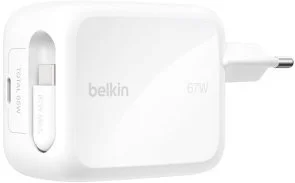 Зарядний пристрій Belkin UltraCharge GaN 67W White (WCH022KQWH)