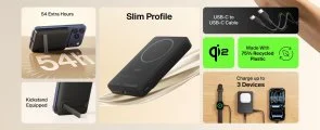 Фото: Батарея універсальна Belkin BoostCharge Slim Magnetic 10000mAh 30W Qi2 15W with Kickstand Black (BPD016HQBK) № 7 | KTC