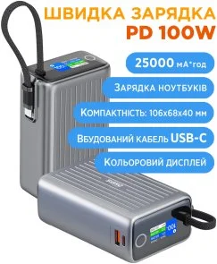 Фото: Батарея універсальна SIGMA X-Power SI25A5QLX 25000mAh 100W Grey № 4 | KTC