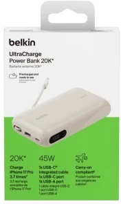 Фото: Батарея універсальна Belkin UltraCharge with Integrated Cable and Display 20000mAh 45W Sand (BPB030hqSA) № 14 | KTC
