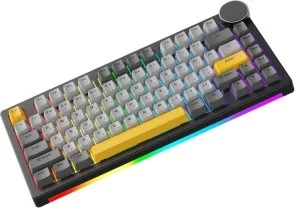 Фото: Клавіатура Ajazz AK820 V2 Coconut Flake Switch WL/BT/USB Black/Grey/Yellow (AK820-V2-CF-BGY) № 4 | KTC