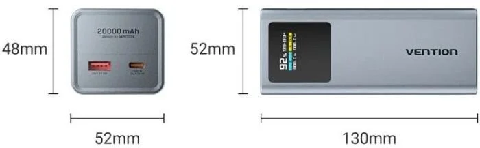 Фото: Батарея універсальна Vention Dash 20000mAh 100W Black (FKCH0) № 4 | KTC