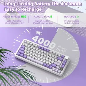 Фото: Клавіатура Attack Shark X85 Pro ENG/UKR WL/BT/USB Lavender (X85PROL_AS) № 9 | KTC
