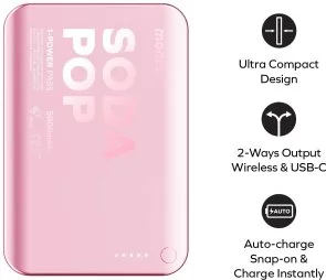 Фото: Батарея універсальна Momax 1-Power Pass 5000mAh 20W / Qi 15W Purple (IP165U) № 7 | KTC