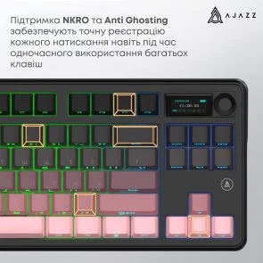 Фото: Клавіатура Ajazz MK87 Pitaya Switch WL/BT/USB Black/Pink (MK87-P-S-P) № 18 | KTC