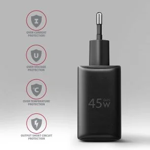 Фото: Зарядний пристрій Axagon ACU-PQ45 PD QC3.0 GaN 45W Black № 5 | KTC