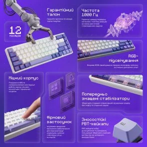 Фото: Клавіатура Proove Gaming Cyrex KTT AquaPrime Magnetic Black/Purple (MKCR00022416) № 13 | KTC